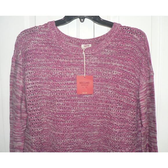 Mossimo Supply Co. Women's Plus Size Open Knit Crew Neck Sweater Fuschia 2X - Picture 2 of 3